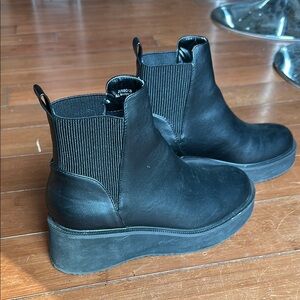 BAMBOO Black Ankle Boots with Platform Sole